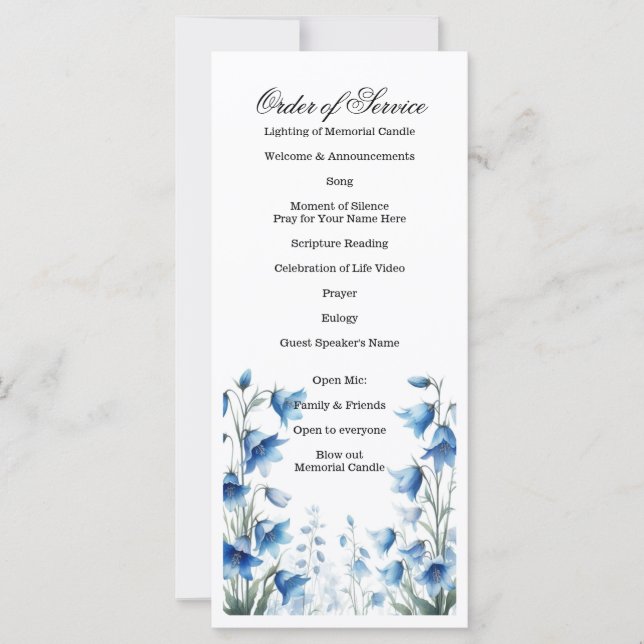 Celebração da Vida, Funeral, Memorial Service (Frente)