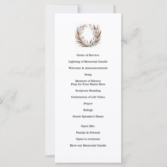 Celebração da Vida, Funeral, Memorial Service (Frente)