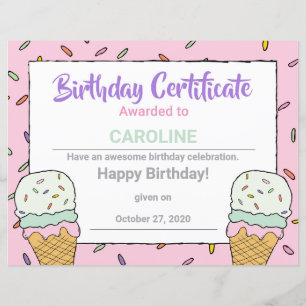 Celebração de Evento de Sorvete Certificado de Sor