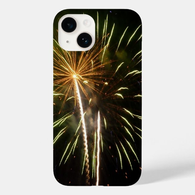 Celebração de Feriado com Fogos de Artifício Verde (Verso)