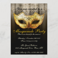 Celebração de Festa de Máscaras Convite Dourado Ch