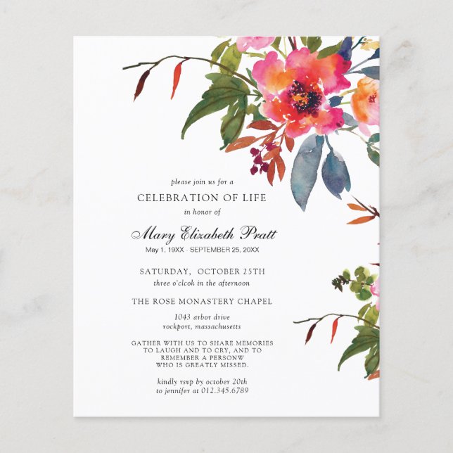 Celebração de Flor Rosa de Orçamento do Convite de (Frente)