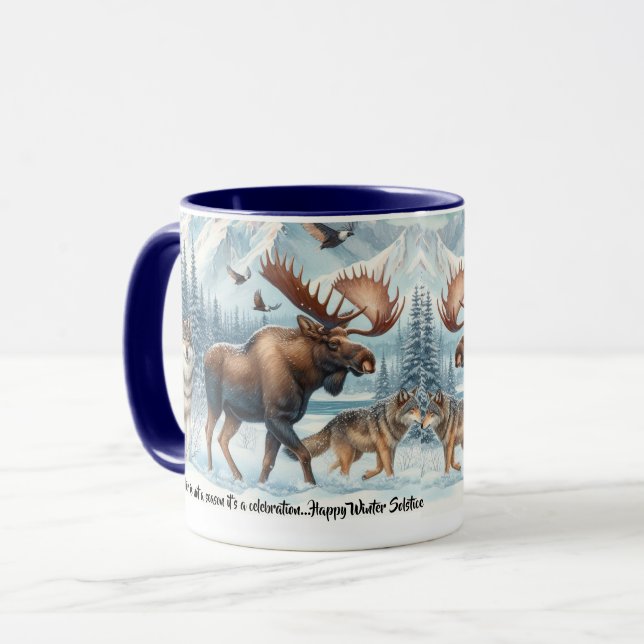 Celebração de inverno Vida Selvagem na Caneca de N (Frente Esquerda)