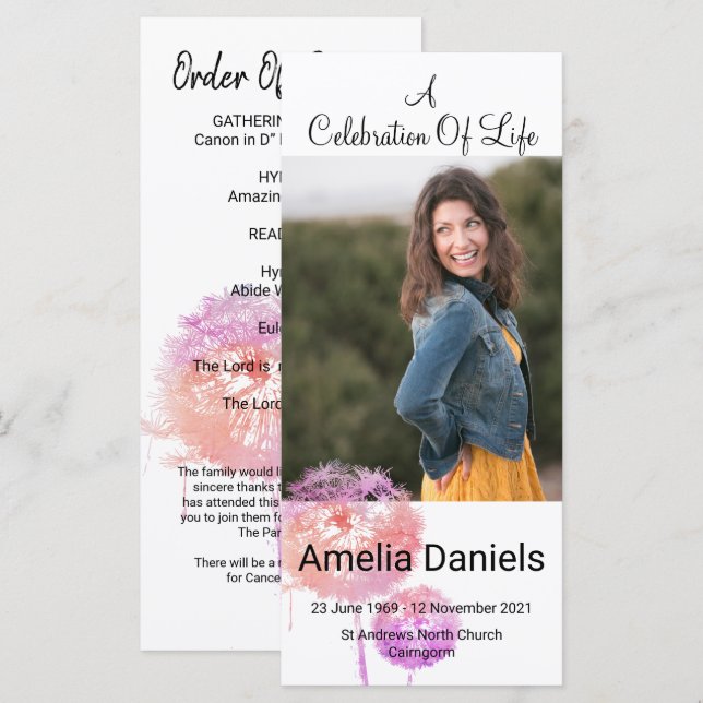 Celebração Do Cartão com fotos De Vida Com Flor Se (Frente/Verso)