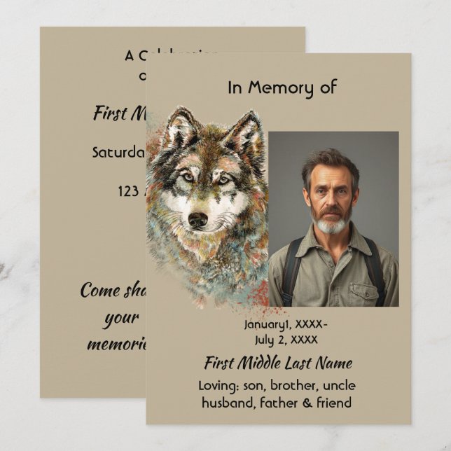 Celebração do Convite de Arte do Lobo Memorial da  (Frente/Verso)