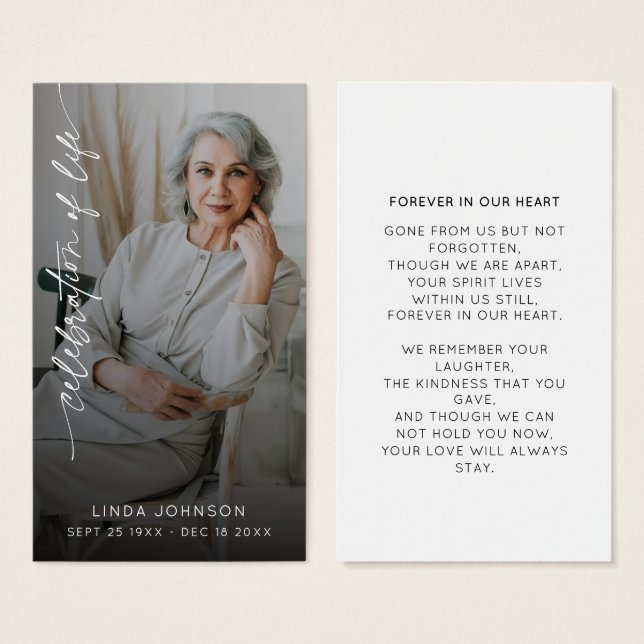 Celebração do Funeral Foto de Memória da Vida (Frente & Verso)