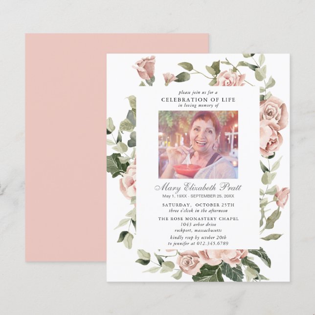 Celebração do Orçamento da Foto Floral Rosa-Rosa d (Frente/Verso)