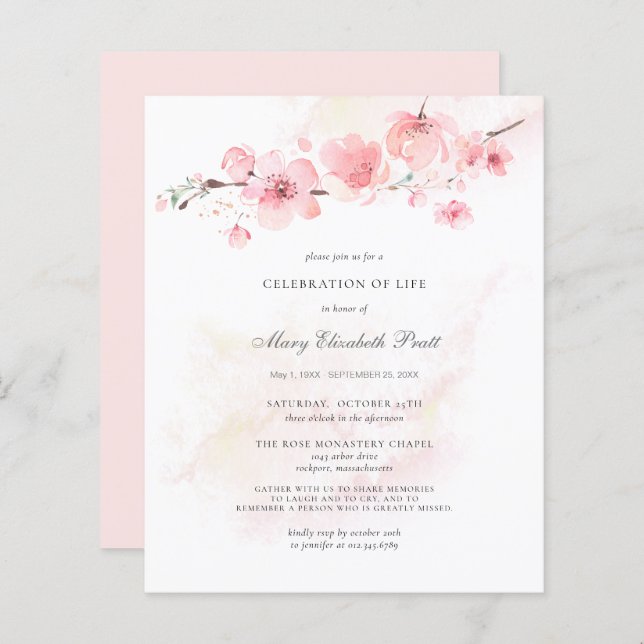 Celebração do Orçamento da Vida Funeral Rosa Flora (Frente/Verso)