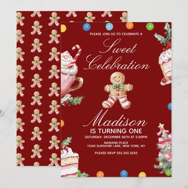 Celebração Doce de Natal Aniversário Festa (Frente/Verso)