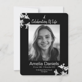 Celebração Floral A Branco Negro Do Cartão com fot