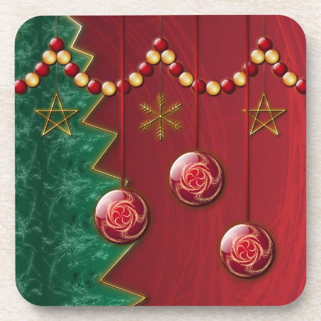 Celebração Fractal de Porta copos de Natal (Frente)