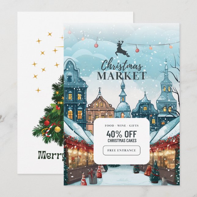 "Celebração Mágica: Cartão de Convite de Natal (Frente/Verso)