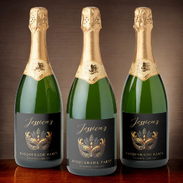 Celebração sofisticada de Mascarada preto e Dourad