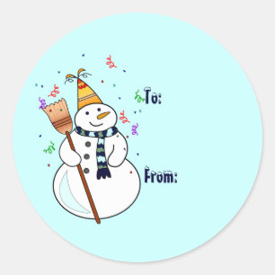 Celebrando os adesivos do Snowman Gift