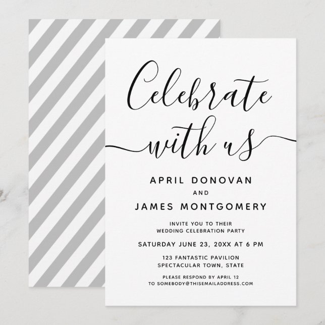 Celebrar com o Convite para Casamento de Tipografi (Frente/Verso)