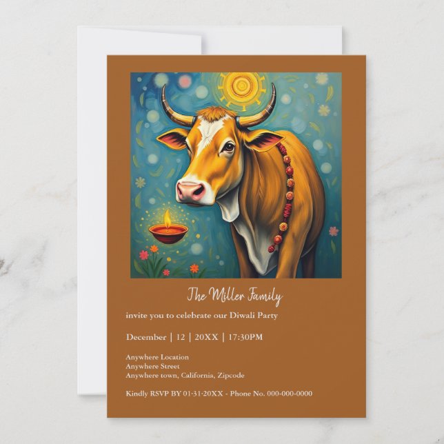 Celebrar Diwali Sagrado Vaca Diyas (Frente)