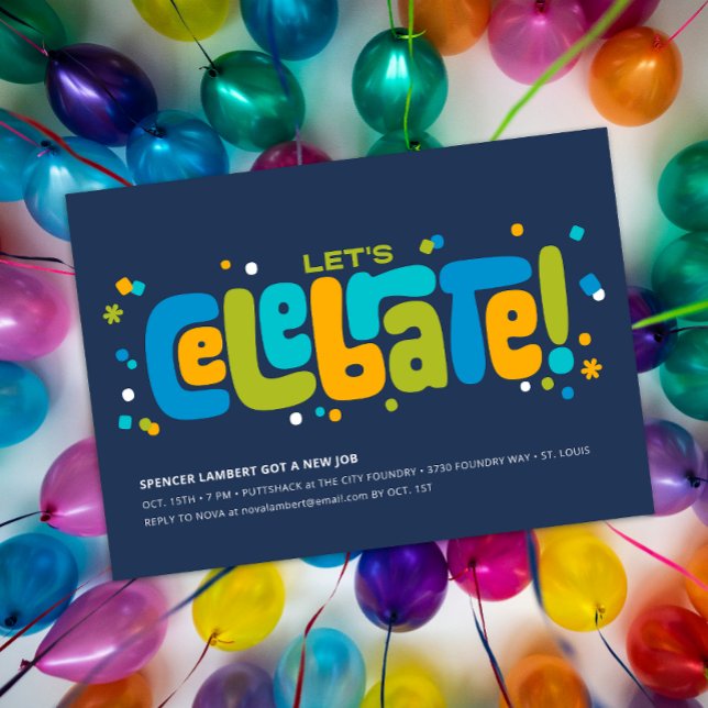 Celebrar vamos! Convite de festas (Let's Celebrate! Party Invitation)