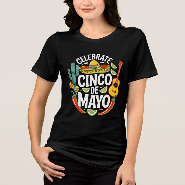 Celebrate Cinco De Mayo Retro Fiesta T-Shirt (Frente)