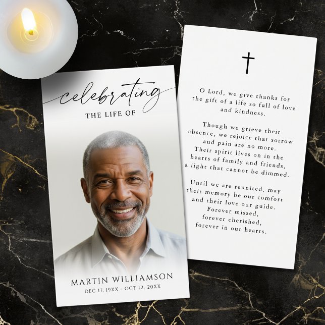 Celebrating the Life of Photo Cross Prayer Card (Criador carregado)