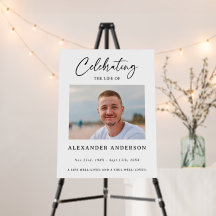 Celebration of Life Black White Funeral Memorial