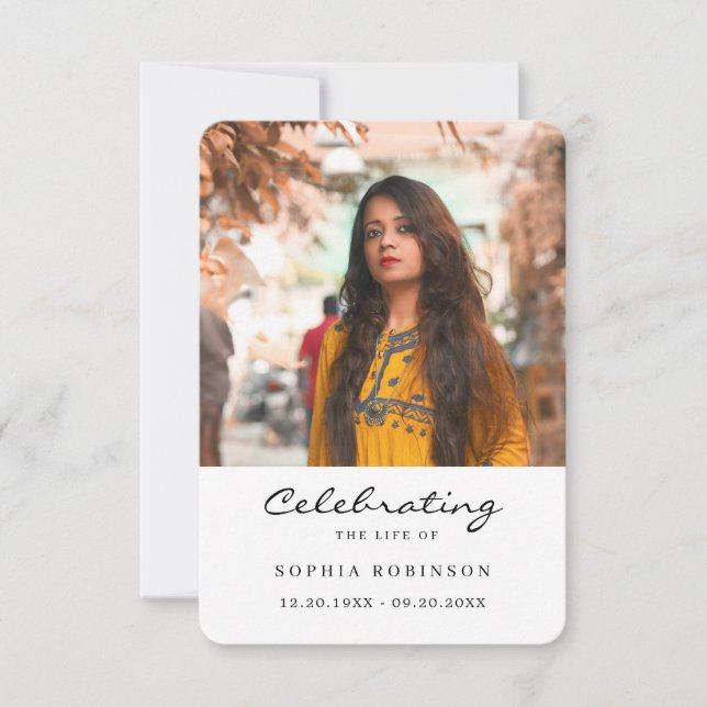 Celebration of Life Photo Funeral Prayer Card (Frente)