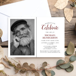 Celebre a Vida De   Convite de Funeral e Memória