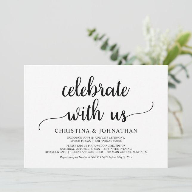 Celebre conosco, Convite de Casamento Rústico Mode (Em pé/Frente)
