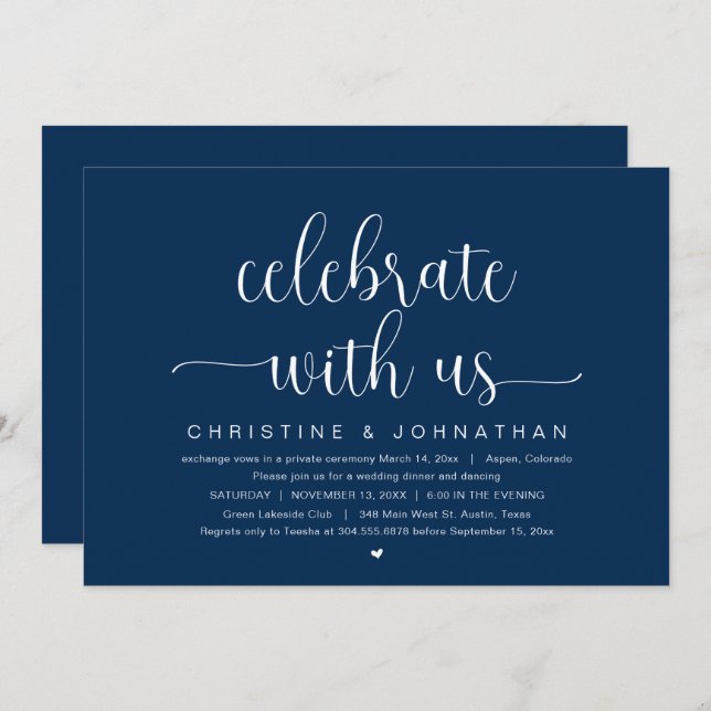 Celebre conosco, Convite de Festa de Casamento Ínt (Frente/Verso)