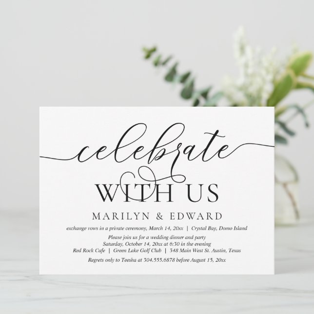 Celebre conosco, Convite de Festa de Casamento Int (Em pé/Frente)