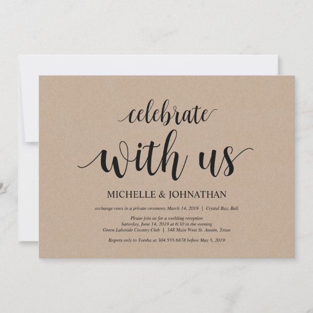 Celebre conosco, Convites de Casamento Intimo (Frente)