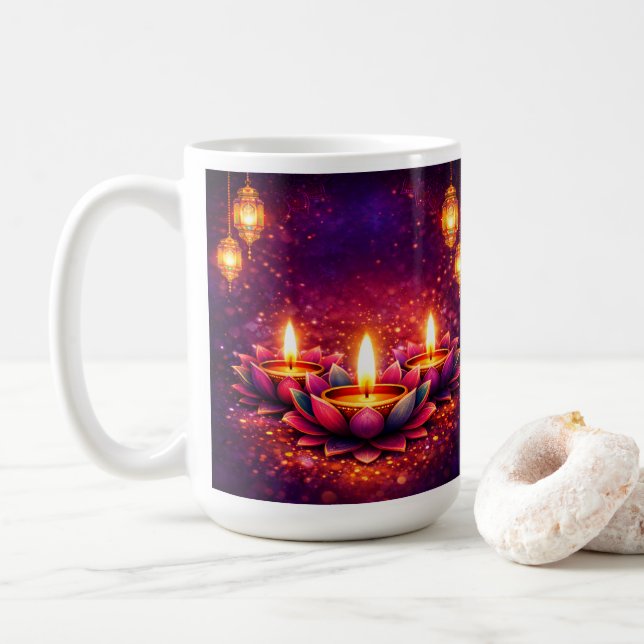 Celebre o Festival Diwali, Caneca de Café (Com Donut)