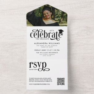 Celebre o Graduado Foto QR RSVP Branco