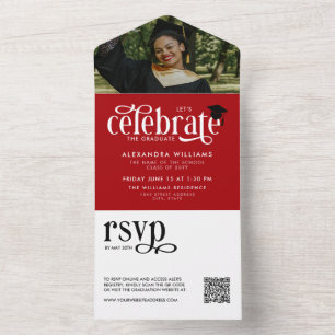 Celebre o Graduado Foto QR RSVP Vermelho