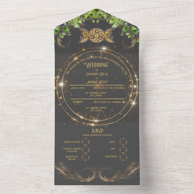 Celestial Botânico Dourado Sparkle Em Um Casamento (Interno)