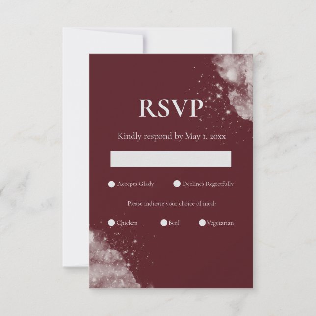 Celestial Burgundy Starlight RSVP Cards (Frente)