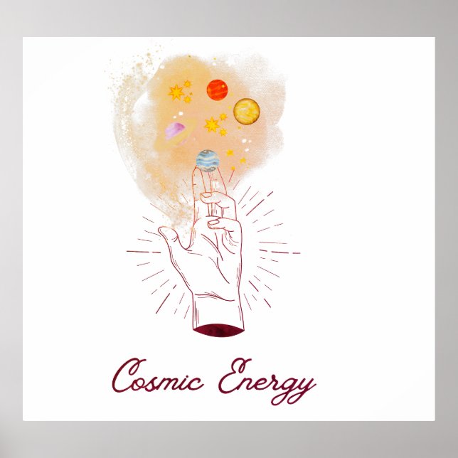 Celestial Cosmic Hand Poster - Minimalist Mystical (Frente)