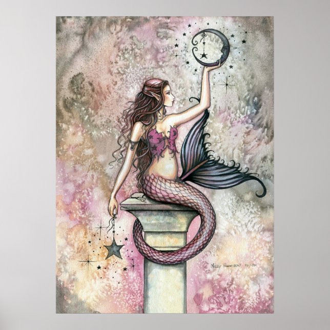 Celestial Mermaid Fantasy Art Poster (Frente)