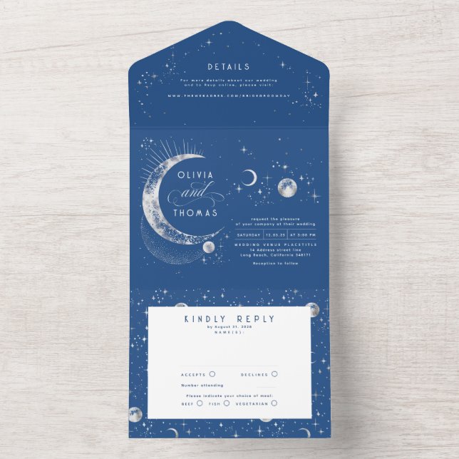 Celestial Mystical Moon Stars Halo Wedding (Inside)