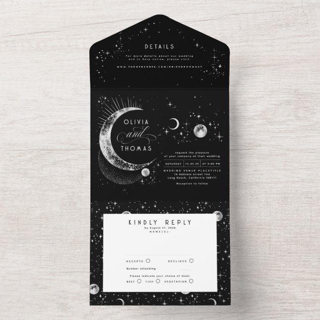 Celestial Mystical Moon Stars Halo Wedding (Inside)