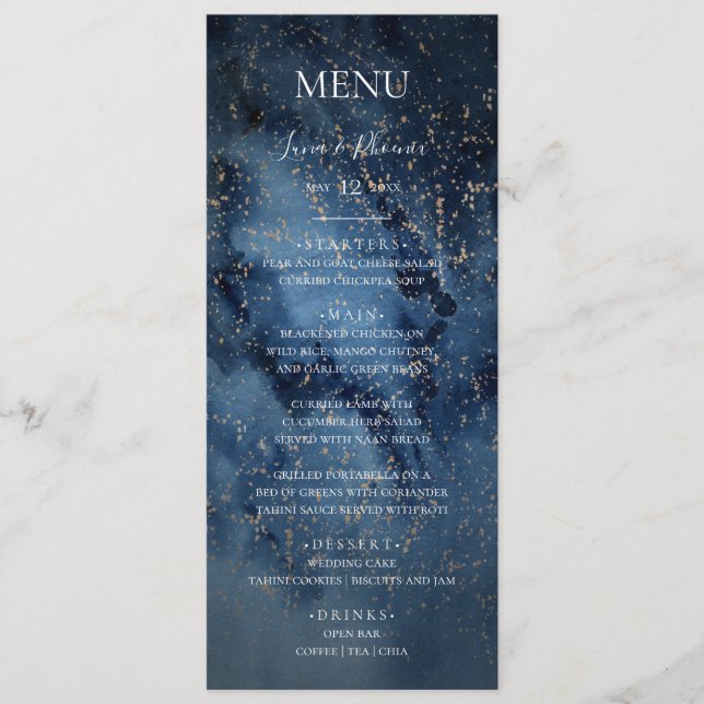Celestial Night Sky | Menu de Janto de casamento D (Frente)