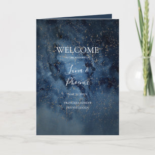 Celestial Night Sky Programa de Casamento Dourad