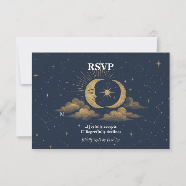 Celestial Starry Night Wedding RSVP Card (Frente)