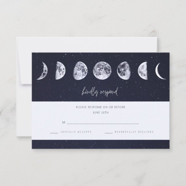 Celestial Starry Sky Moon Fases Casamento RSVP (Frente)