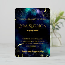 Celestial Stars | Navy Teal Gold Galaxy | Wedding 