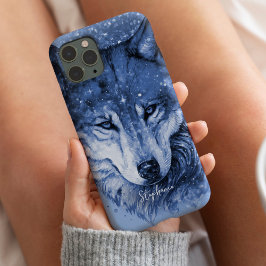 Celestial Wolf Cute Blue Girly Personalizado