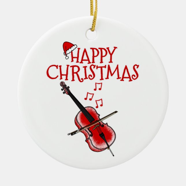 Cello Cellist String Musical Enfeites de natal (Frente)