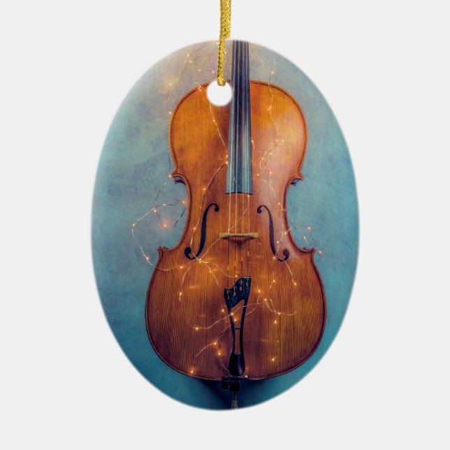 Cello com Enfeites de natal de luzes (Frente)