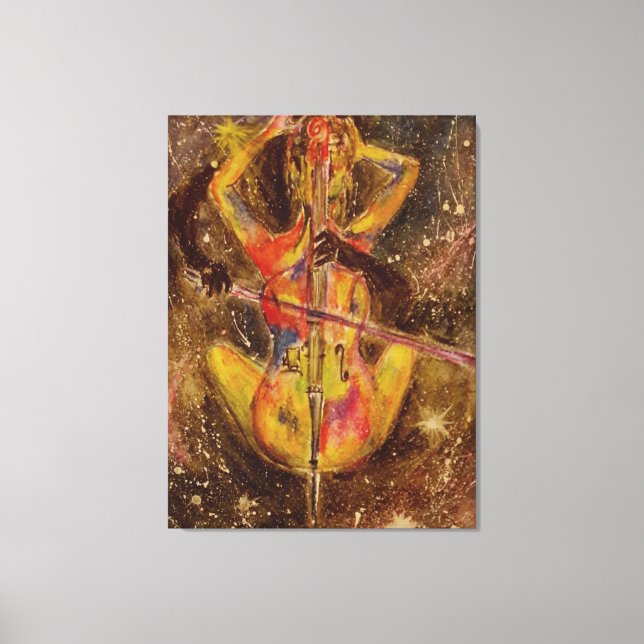 Cello Lady Canvas Print Space Sonata - Pintura (Frente)