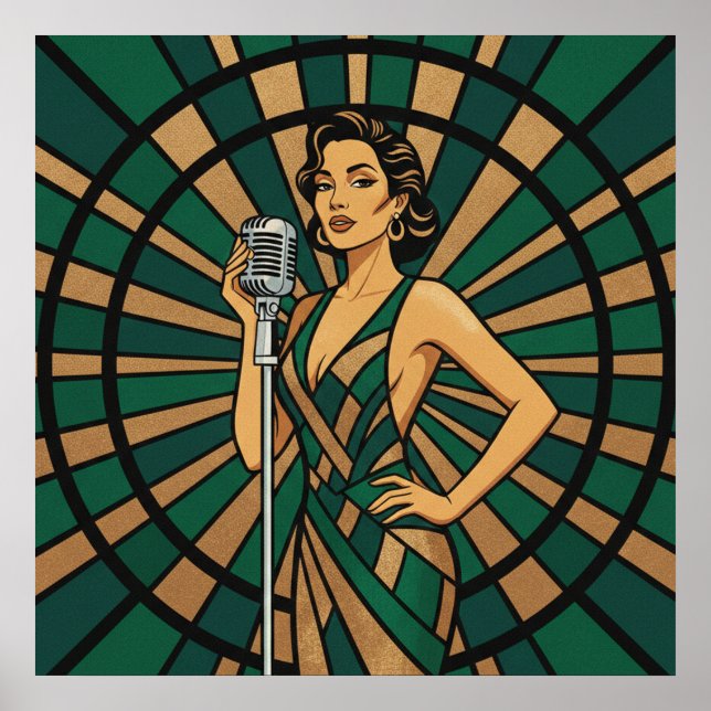 Cello Player Poster Elegant Stained Glass Music  (Frente)