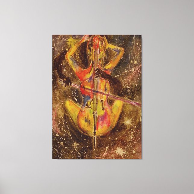 Cello Space Sonata Canvas Print - Abstrato Paintin (Frente)